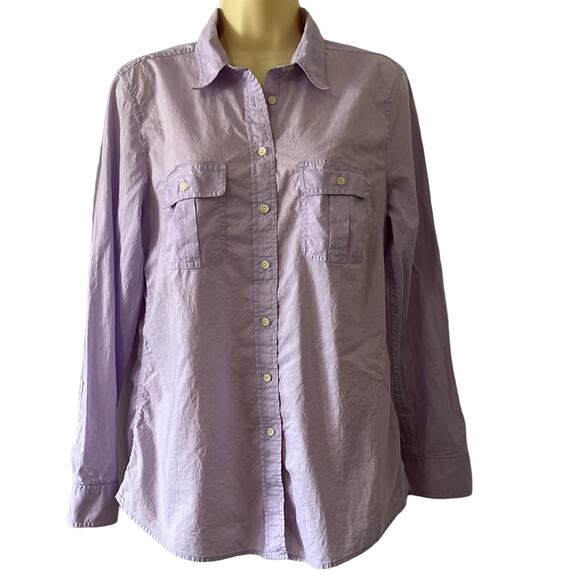 Gap Fitted Boyfriend Shirt Light Purple Woman Size Medium Button Front Collar - Picture 1 of 9